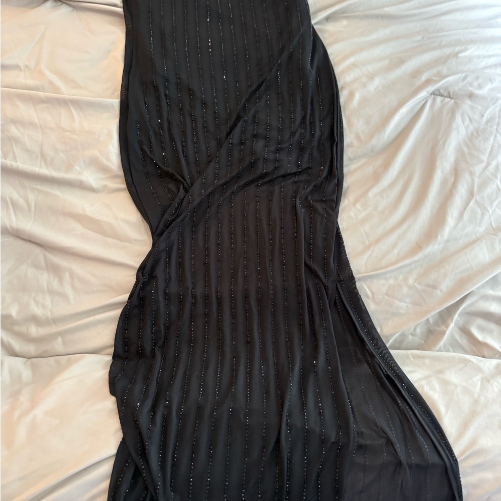 Elegant Black Evening Dress see through with sparkles